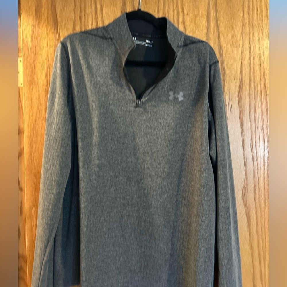 Under Armour Mens Quarter Zip Pullover Heather Gray Golf Performance L